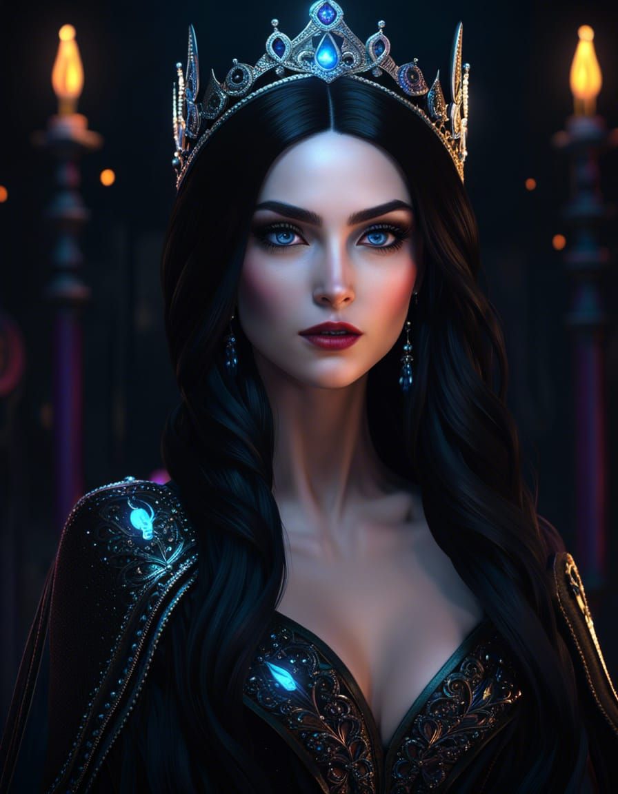 beautiful princess of darkness, full body portrait,  black s...