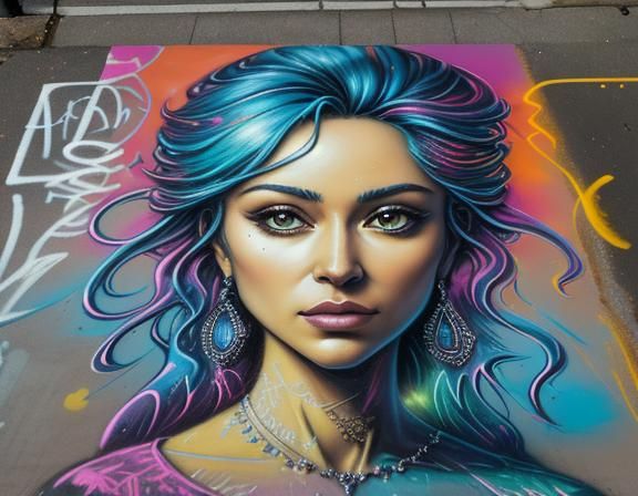 Girlfriend sidewalk chalk and paint