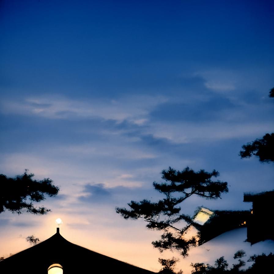 a Japanese high school at twilight