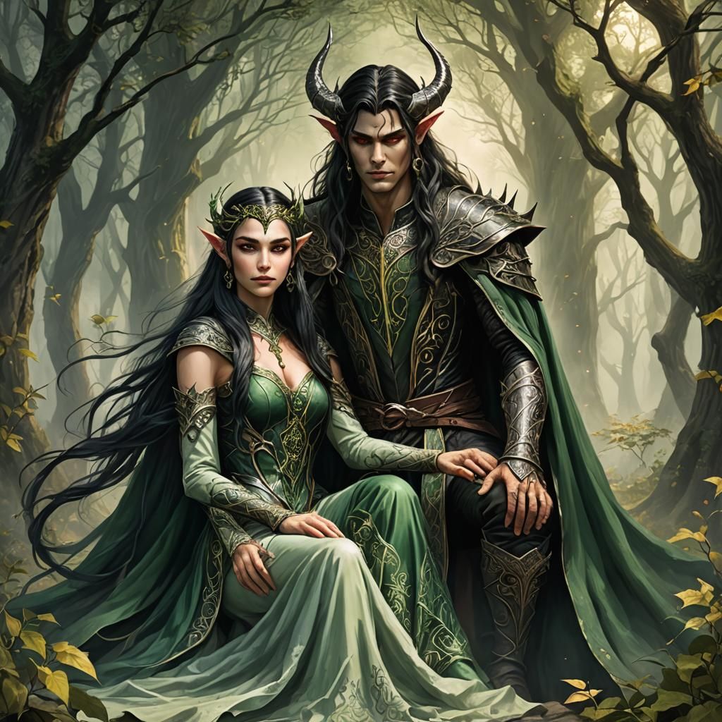 Demon king, Elven Queen, romantic, couple