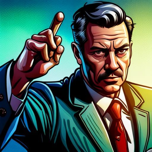 A Hard Boiled Detective at the Crime Scene Hyperrealistic, splash art ...