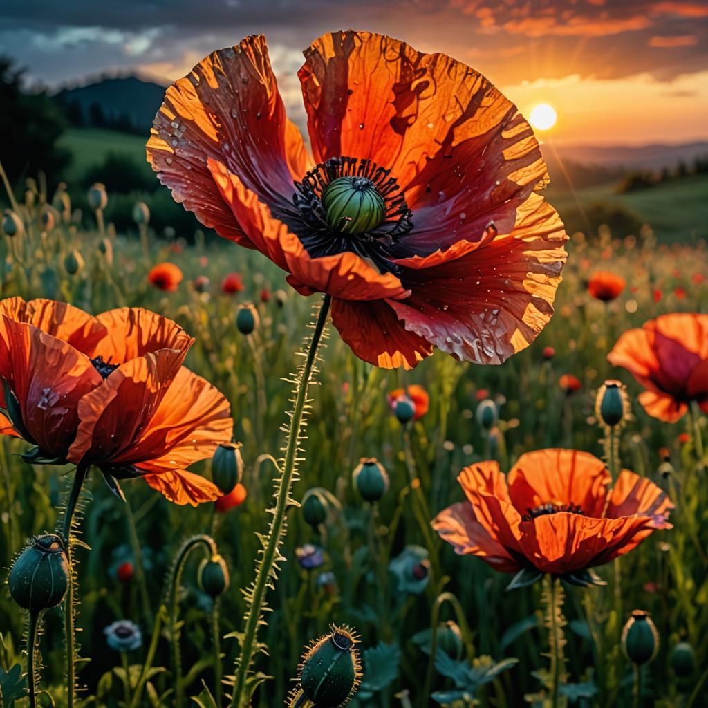 POPPY in FULL BLOOM at Sunrise