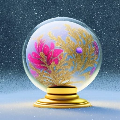 fractal flowers in a glass globe - AI Generated Artwork - NightCafe Creator