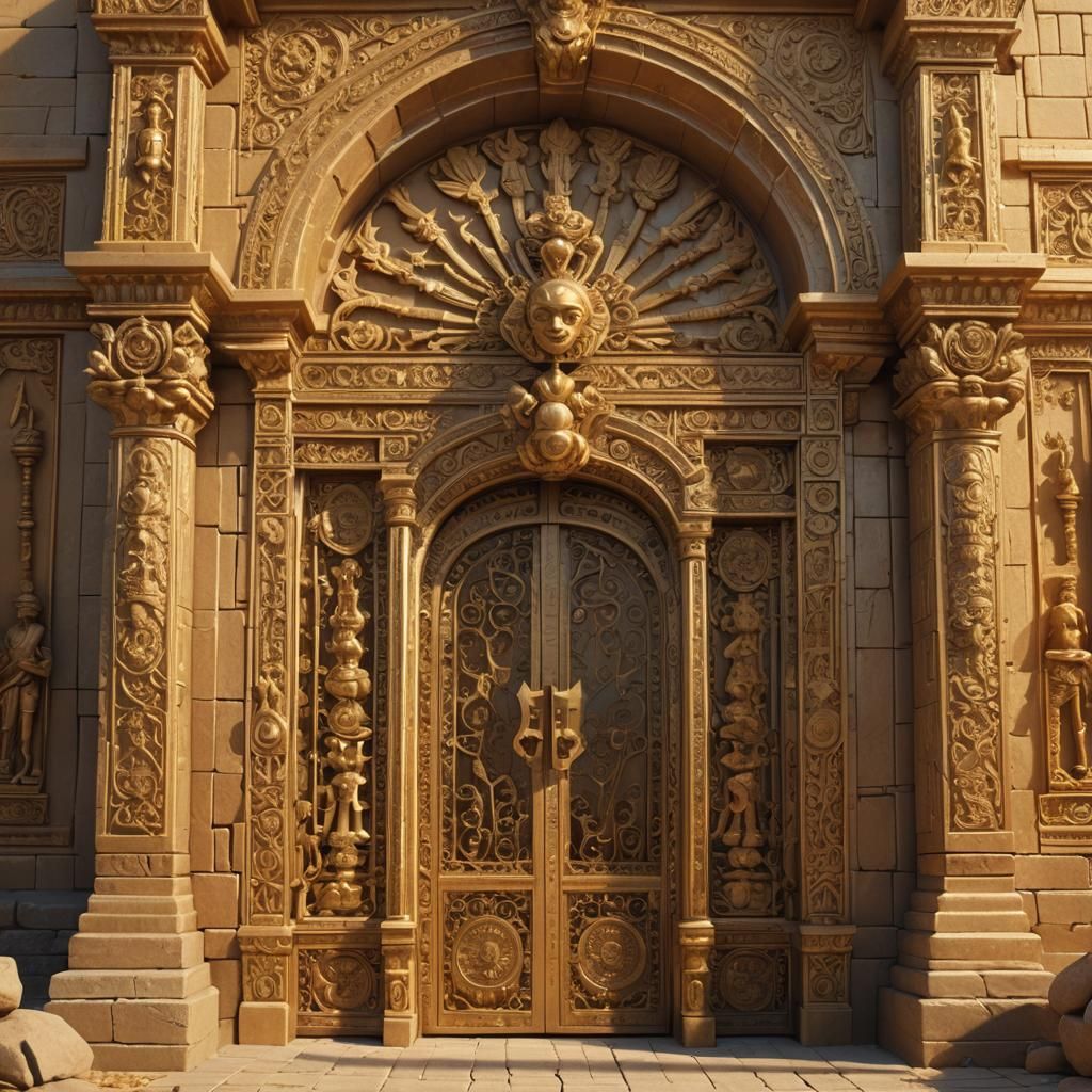 Baroque Temple Gates Open to Golden Light