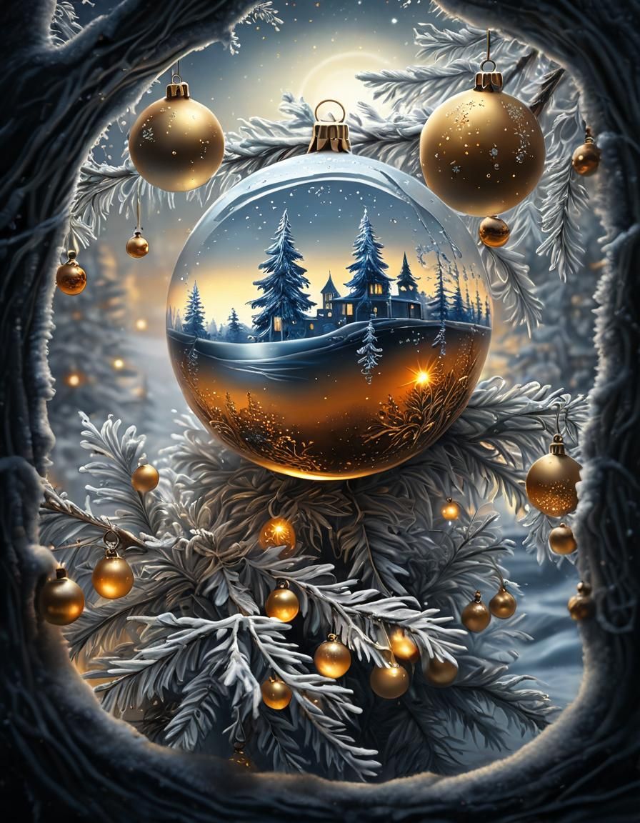 Surreal Christmas Scene in Ethereal Oil Painting Style