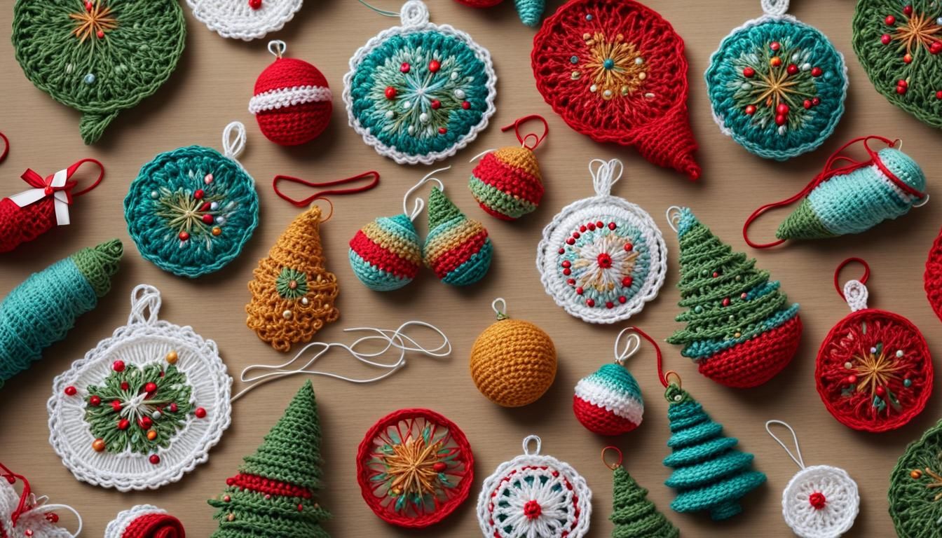 Christmas embroidery and crocheted decorations  by @Gab