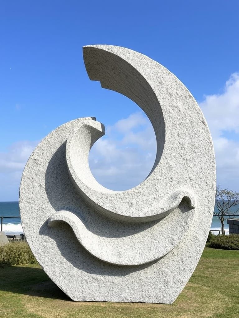Abstract stone sculpture of waves  by @AmadaTakako773