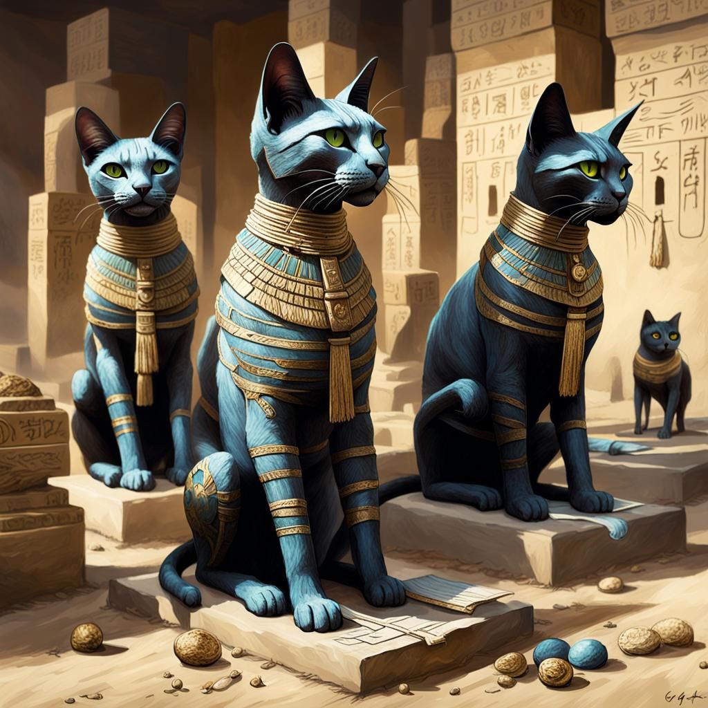 Ancient Egyptian Bastet cat goddess statue
