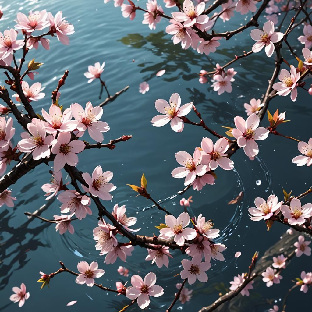 Cherry Blossoms in Water