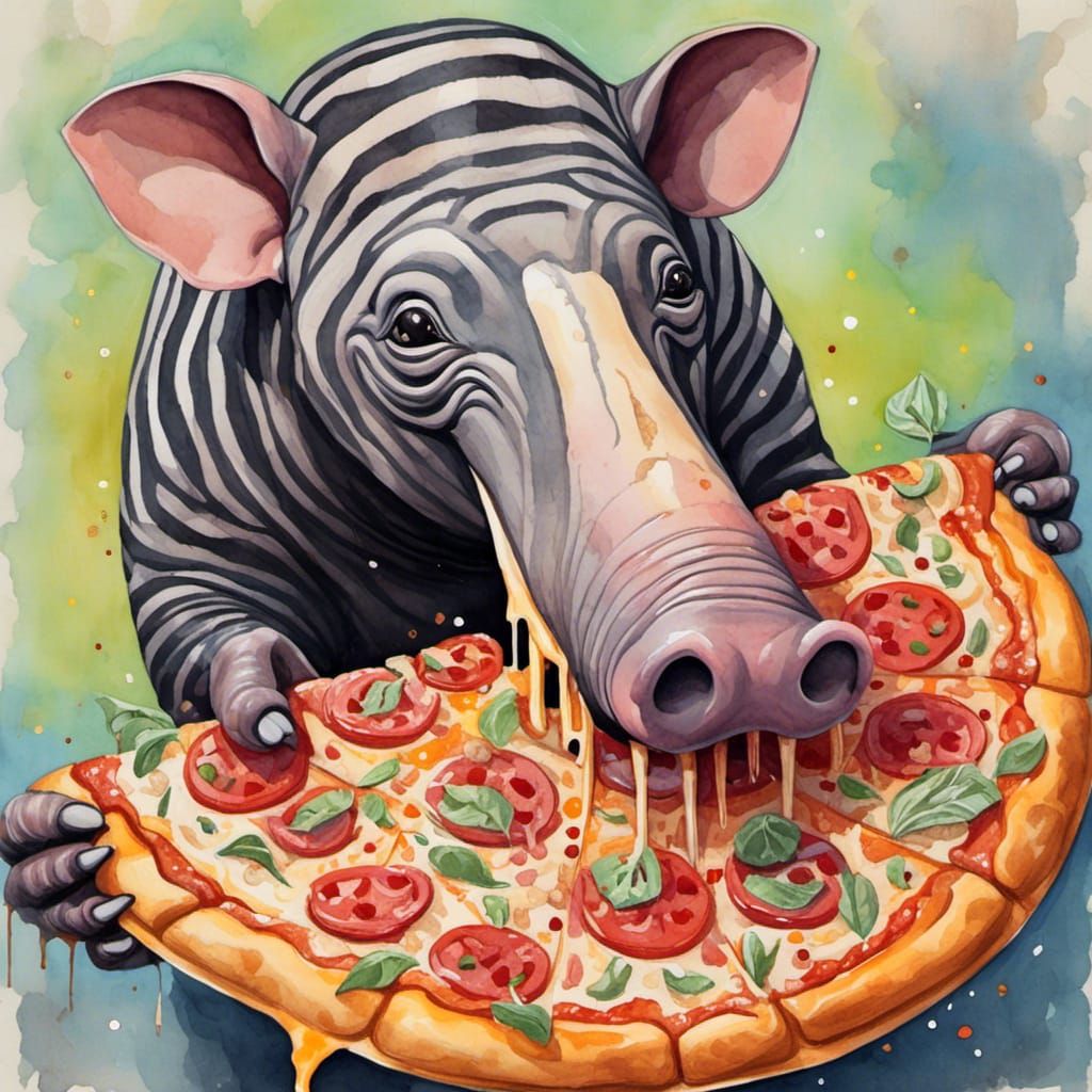 Tapir eats pizza - AI Generated Artwork - NightCafe Creator