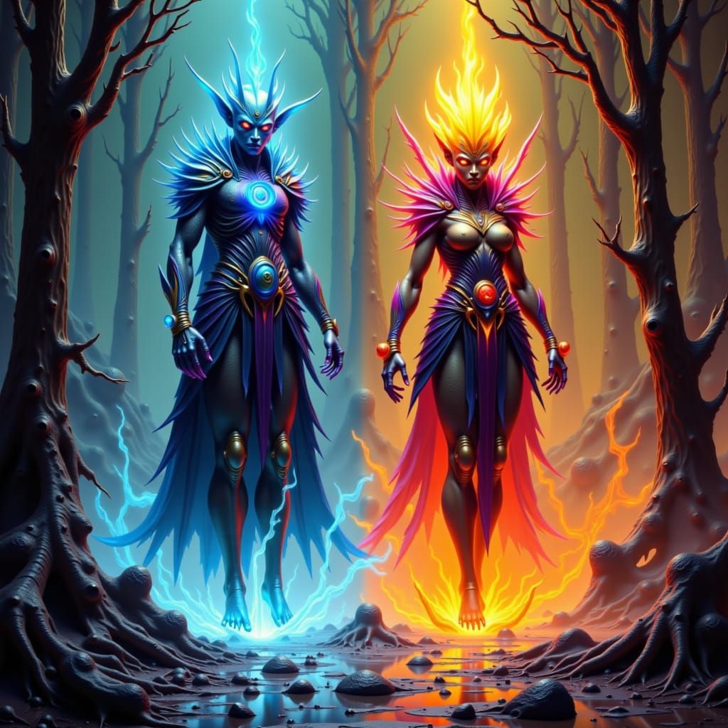 Good & Evil Elementals <lora:CrZyDgZ:1.0>