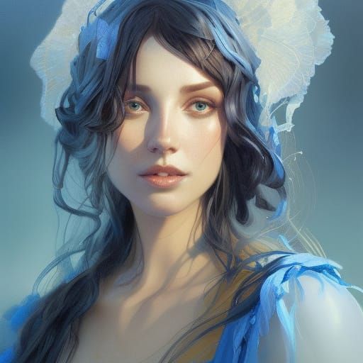 Fair maiden in a long blue dress  by @Janbelievable