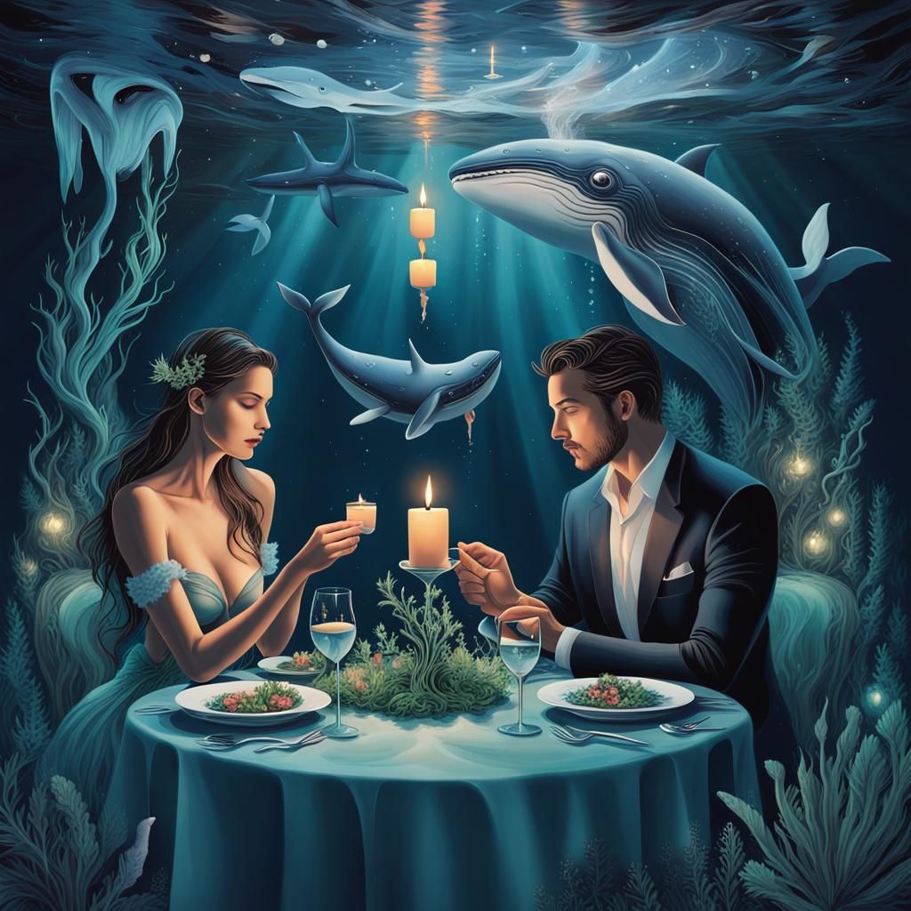 Underwater Date. AI Generated Artwork NightCafe Creator
