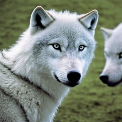 cute white and grey wolves