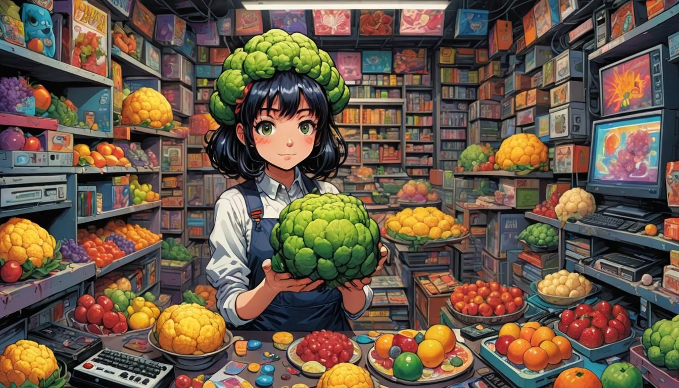 anime girl with one huge cauliflower