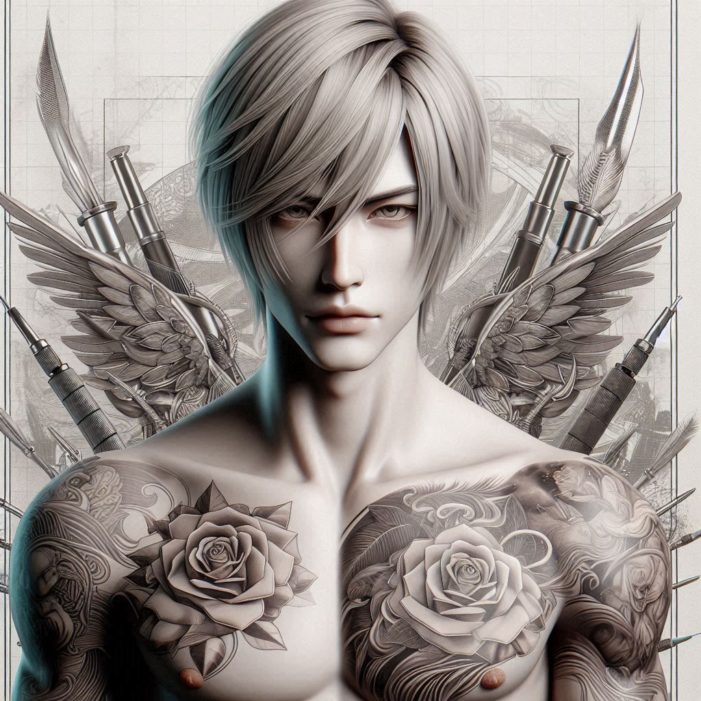 Bishounen Style Portrait tattoo mafia