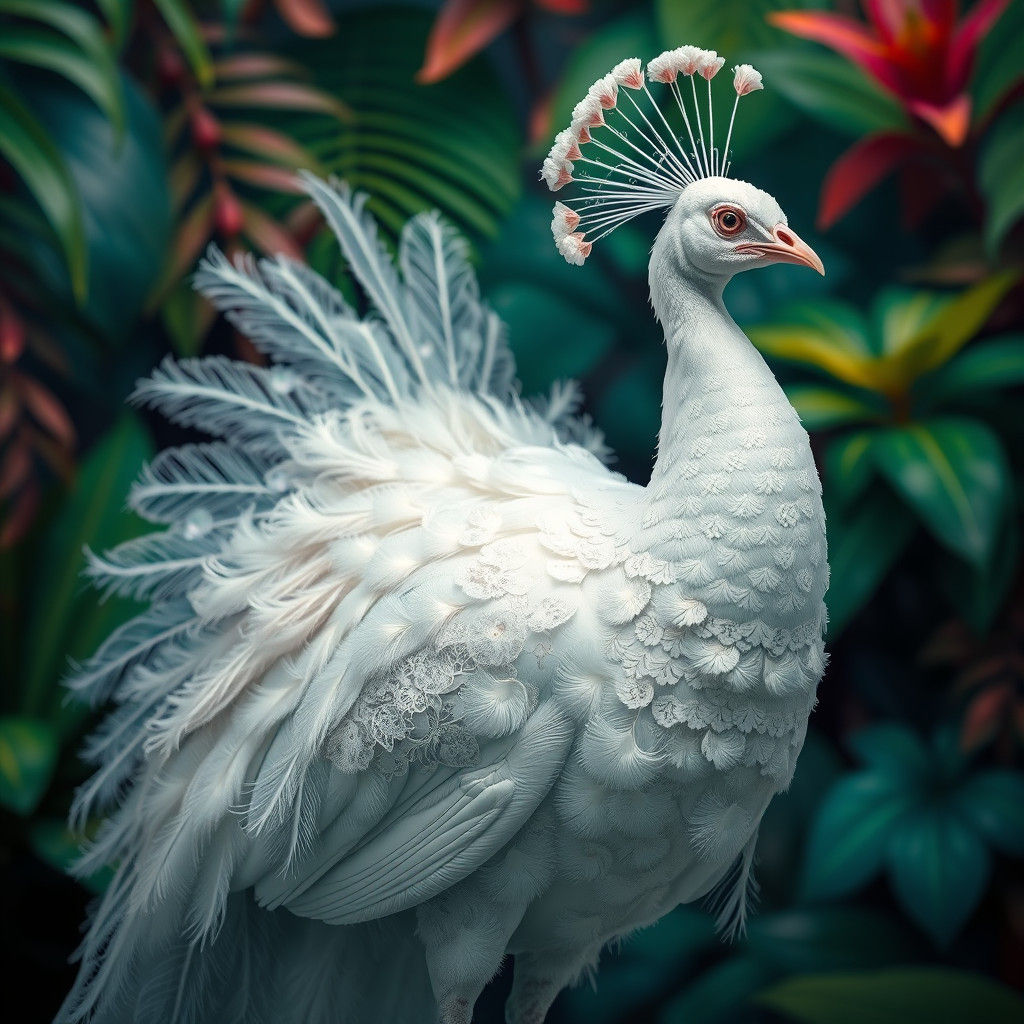 An exotic white peacock   by @Kaydel Connix