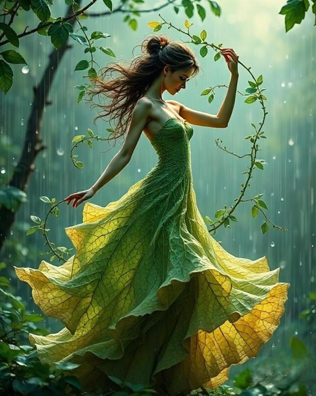 delicate, intricate leaf veins  resembling delicate brushstr...