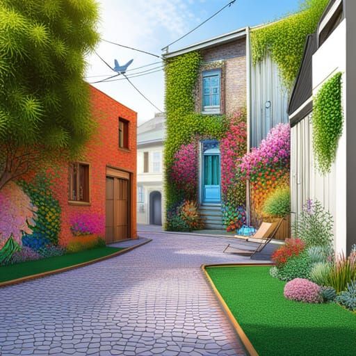 Perth street laneway, heritage, houses, green garden, wildfl...
