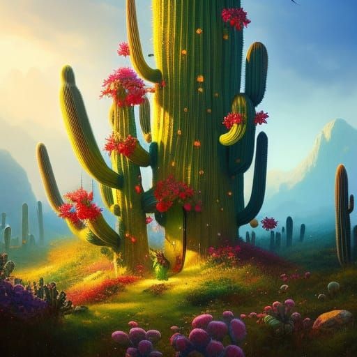 Fairytale Cactus - AI Generated Artwork - NightCafe Creator