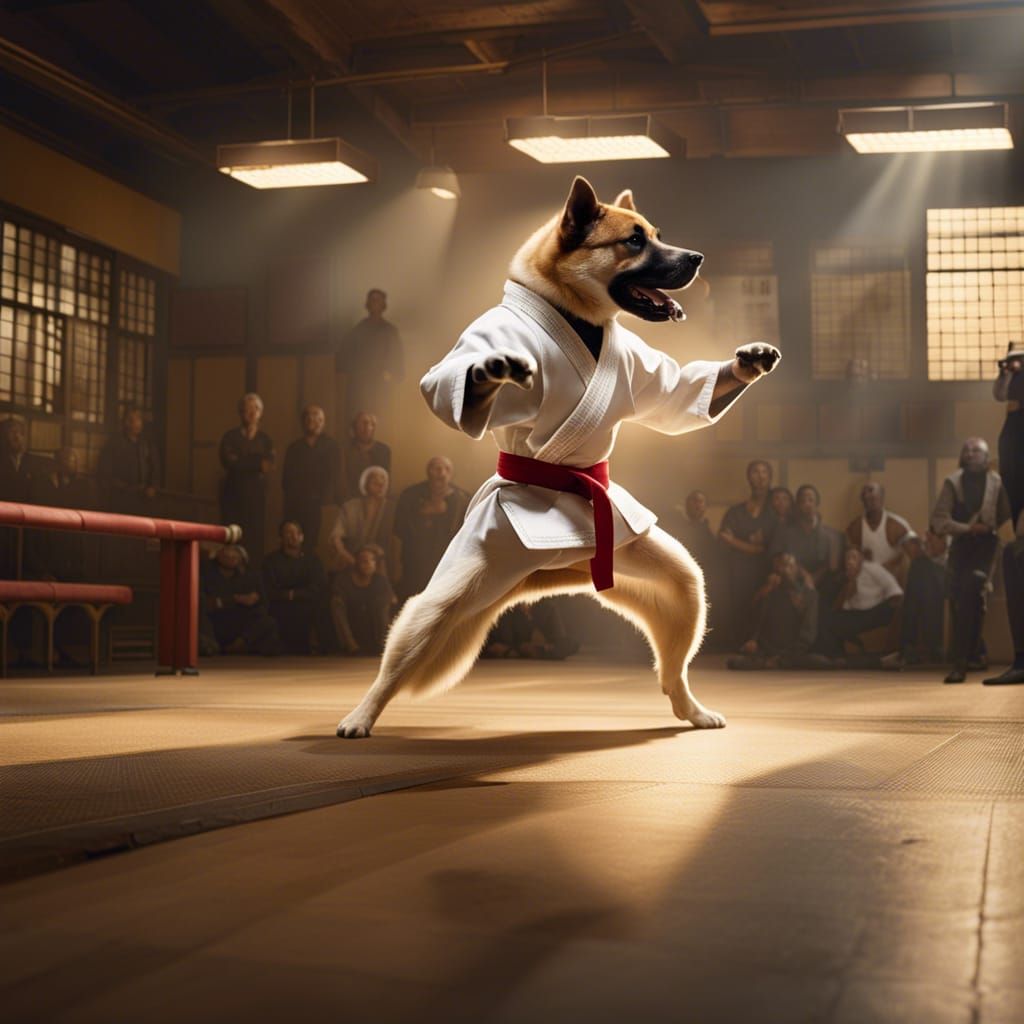 Dog showing Karate Skills AI Generated Artwork NightCafe Creator