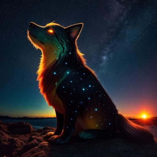 Wolf in the Night Sky