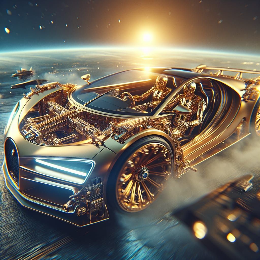 Opulent Gold Car with Sci-Fi Design in 8K
