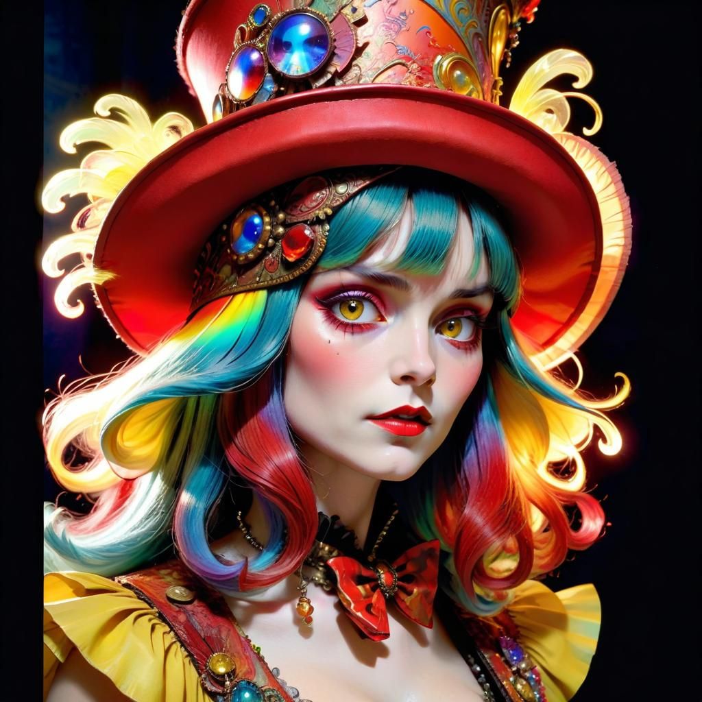 Cute Rainbow Mad Hatter Girl - Ai Generated Artwork - Nightcafe Creator