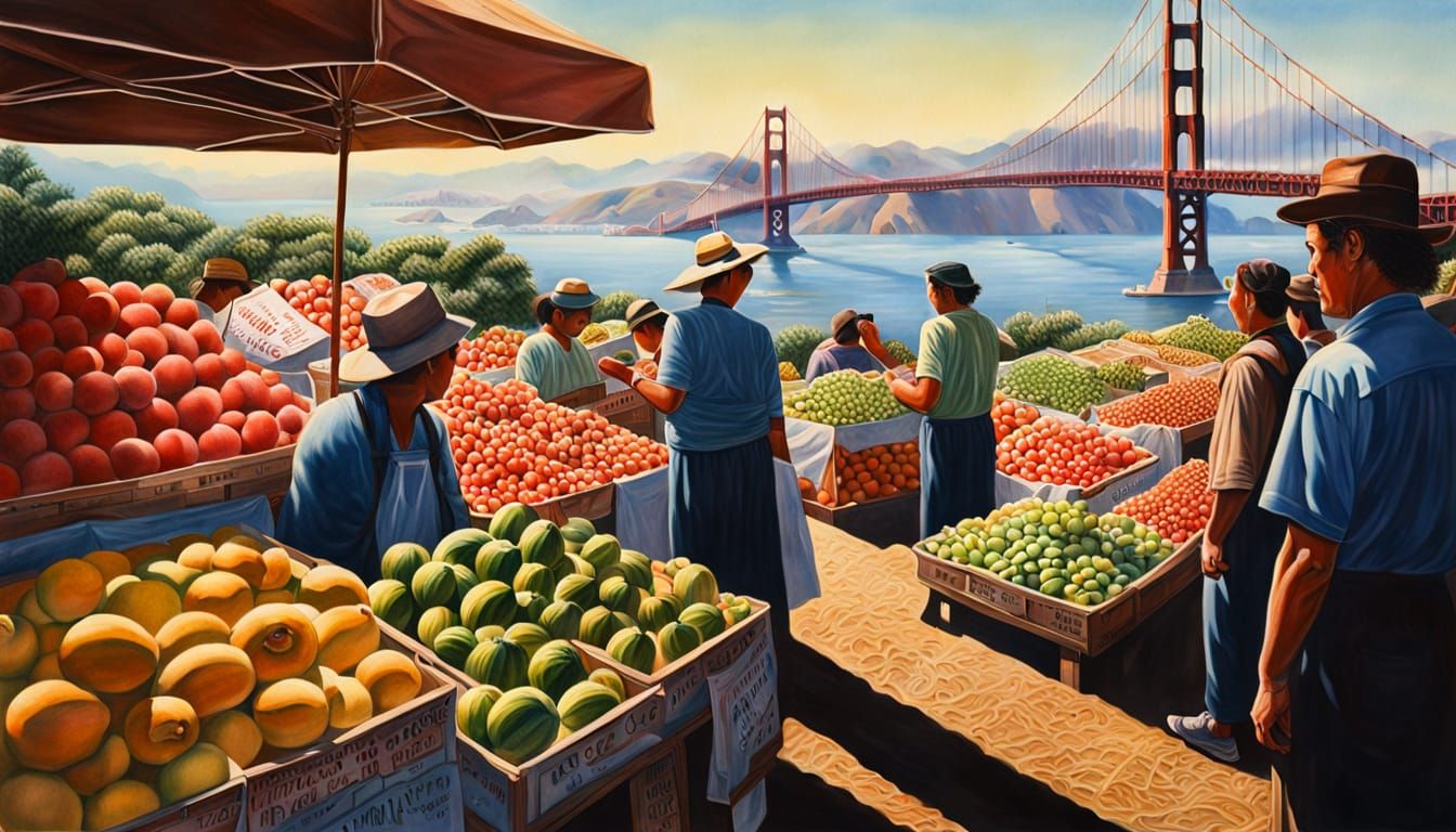 Street vendor of fruit in San Francisco