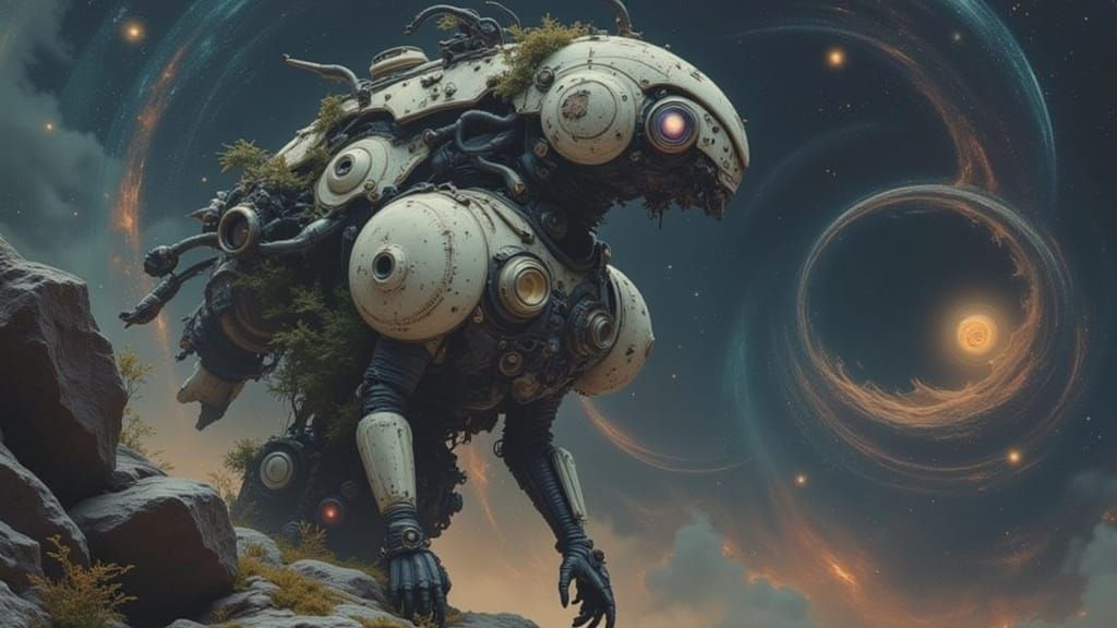 Ancient Automaton in Cosmic Nebula