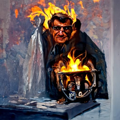 Joe Paterno burning in hell