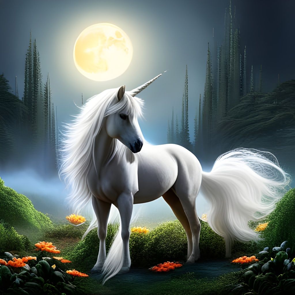 Moonlit unicorn - AI Generated Artwork - NightCafe Creator