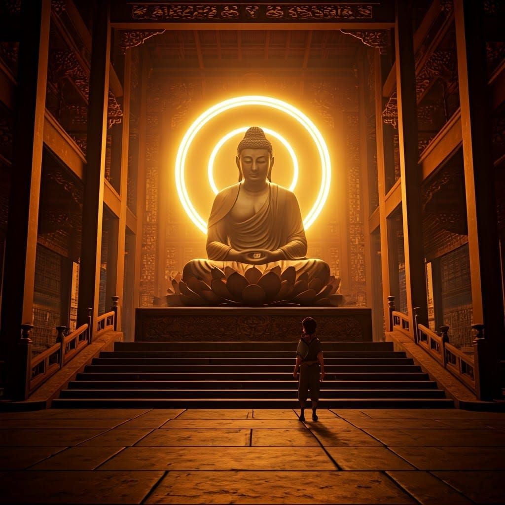 Subhuti and Tathagata Encounter in Ornate Temple