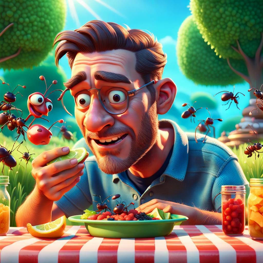 A mesmerizing hyperrealistic splash art concept, summer picn...