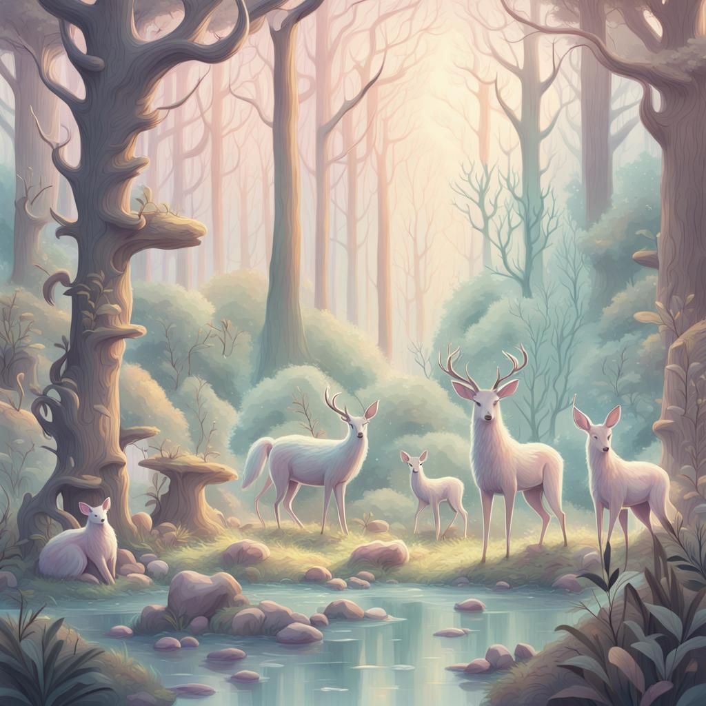 Fantasy pastel woodland scene for daily challenge 26/12  by @FireyDog