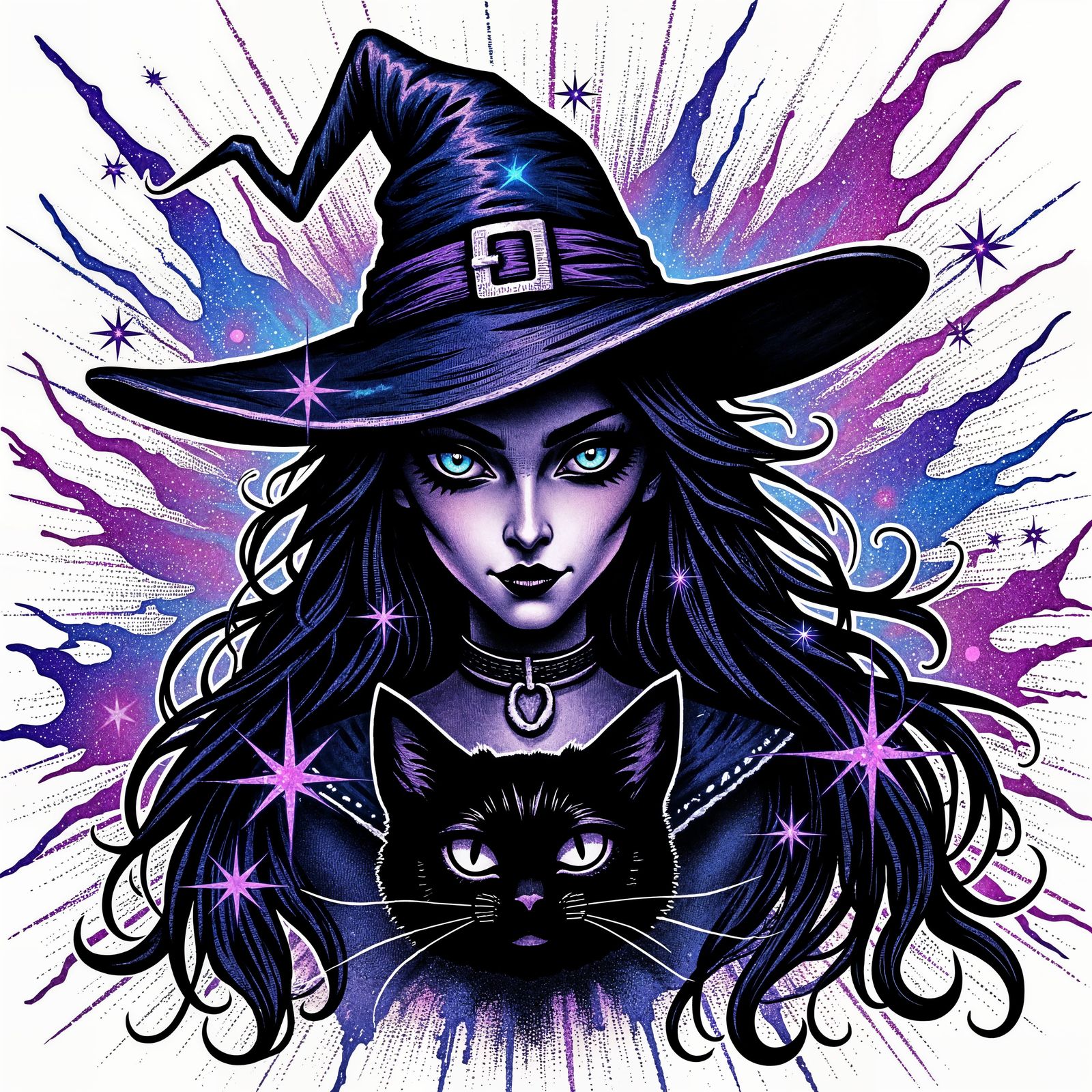 witch with cat  by @Charlotti