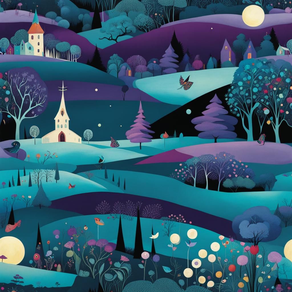 enchanted whimsical wonderland by Kandinsky and Escher and A...