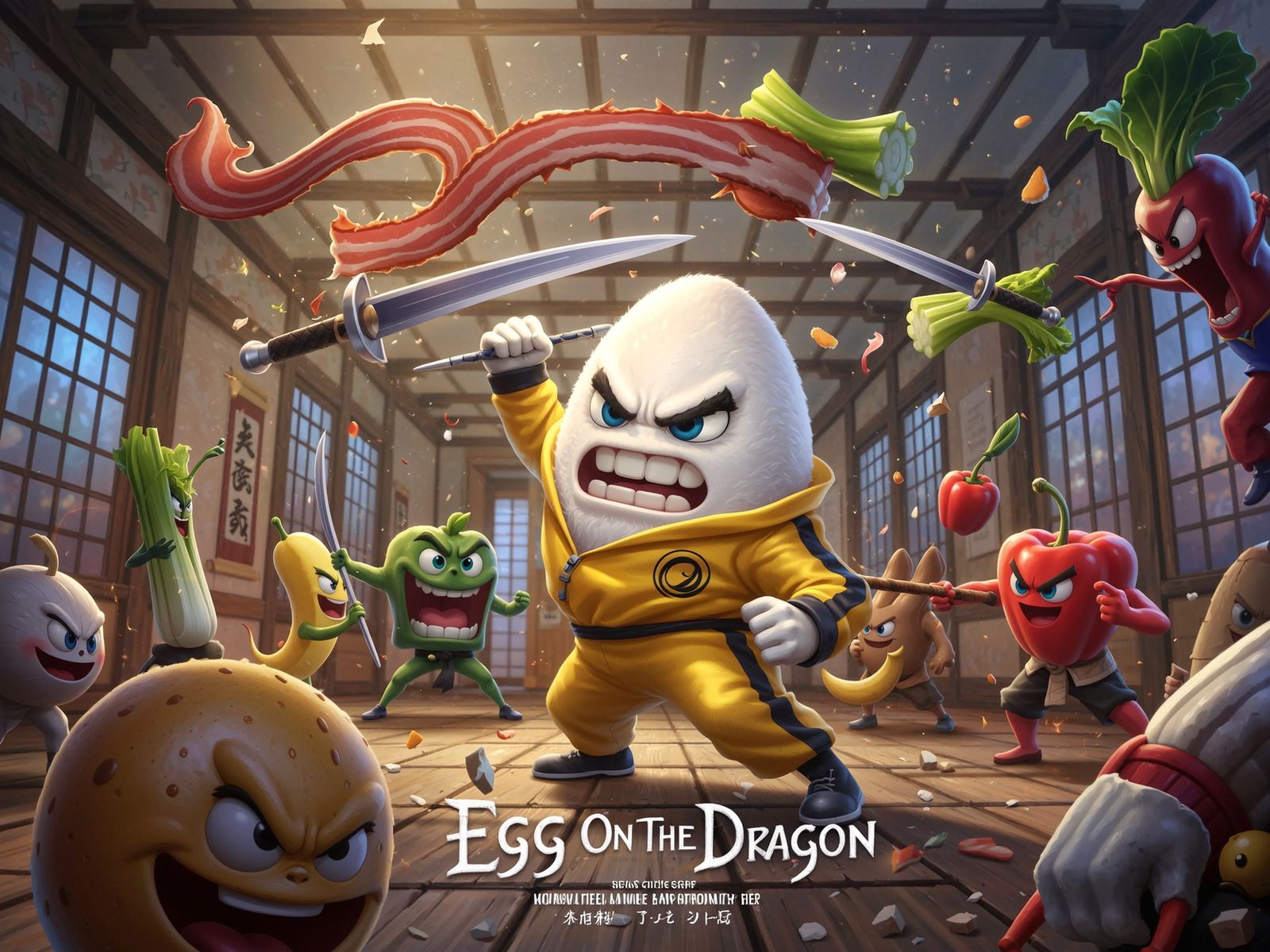 Angry Eggs Food Fight - Egg on the Dragon