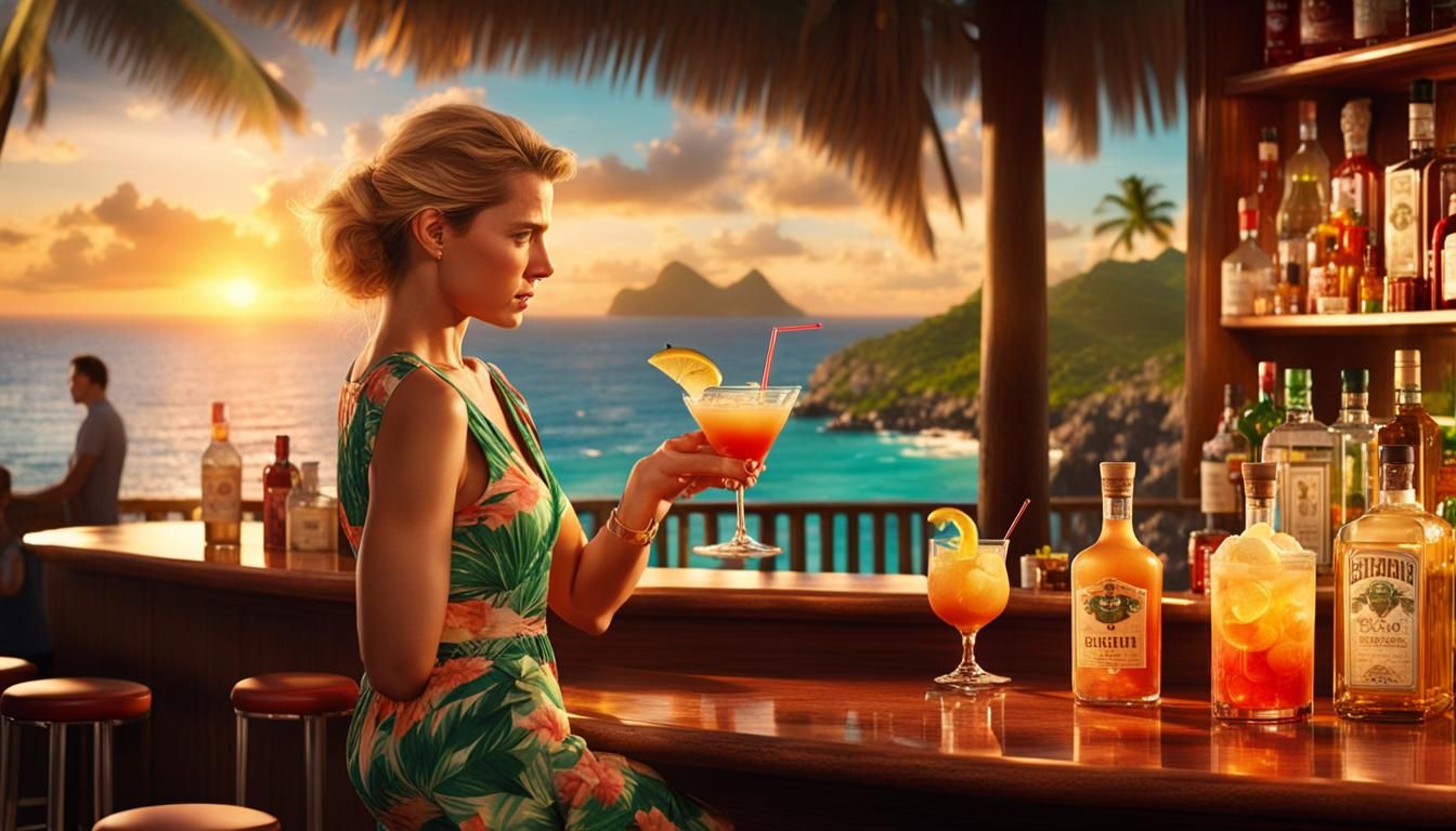 Cocktail movie scene with Tom Cruise in a tropical dress mak...