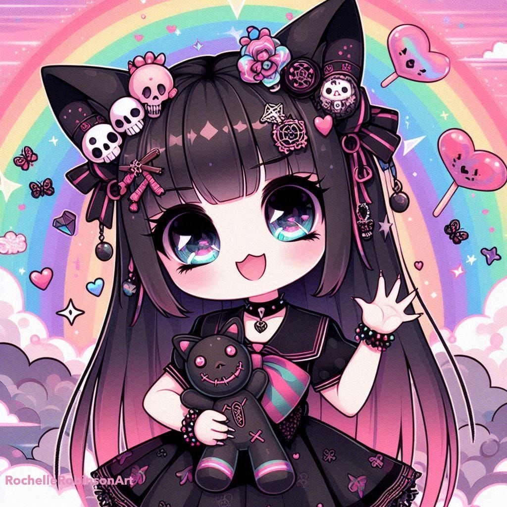 Goth Anime Girl And Voodoo Doll