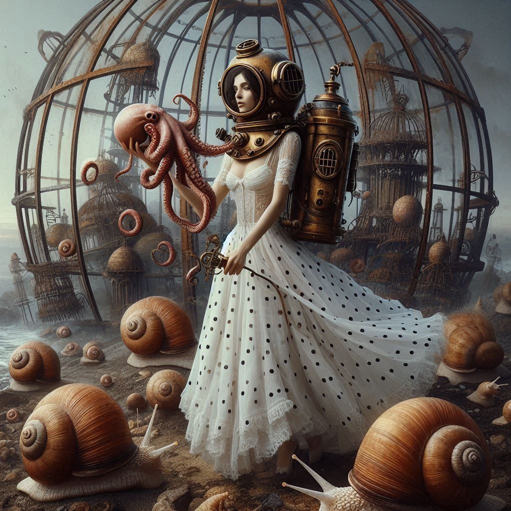 Woman in a White Polka Dress