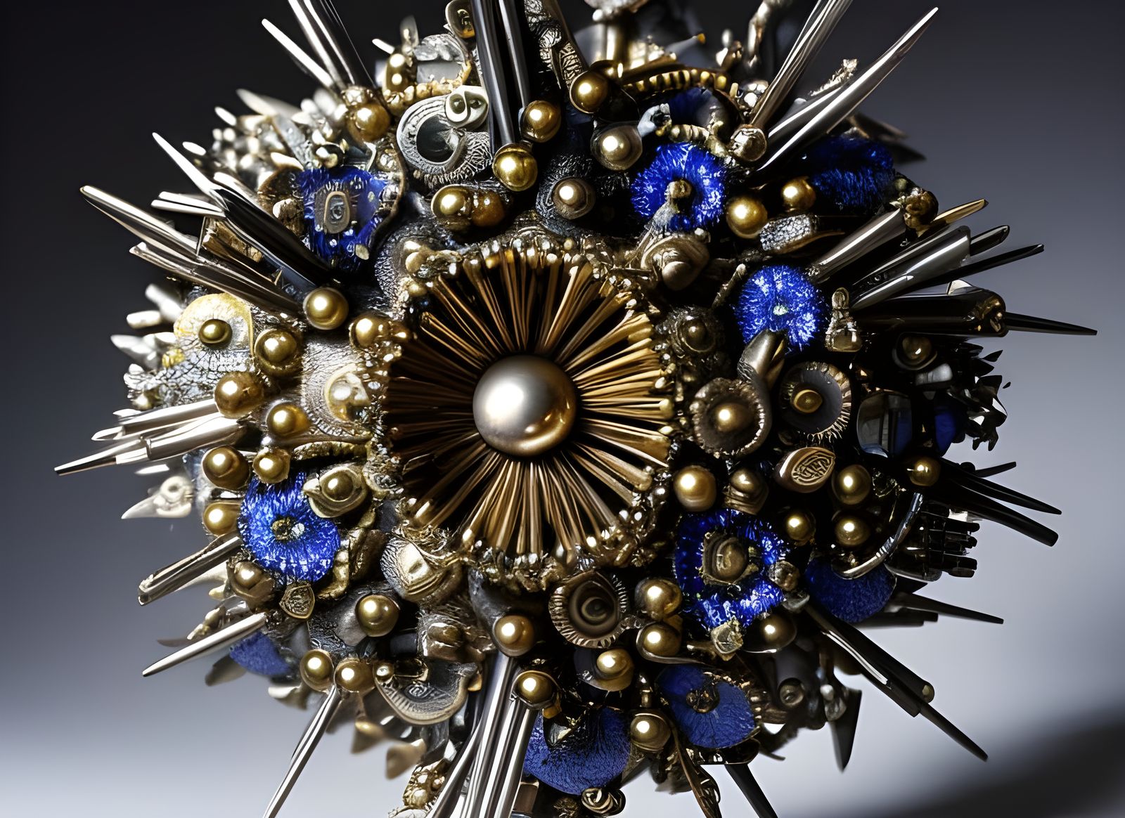 A metal flower made of various metals  by @Drone fly