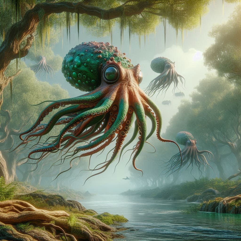 Flying Alien Octopus