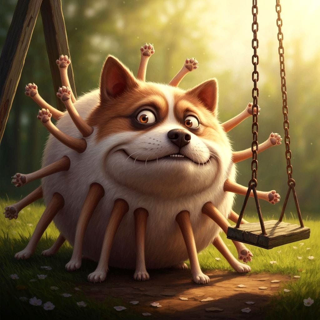 A funny round dog  by @h7sus2