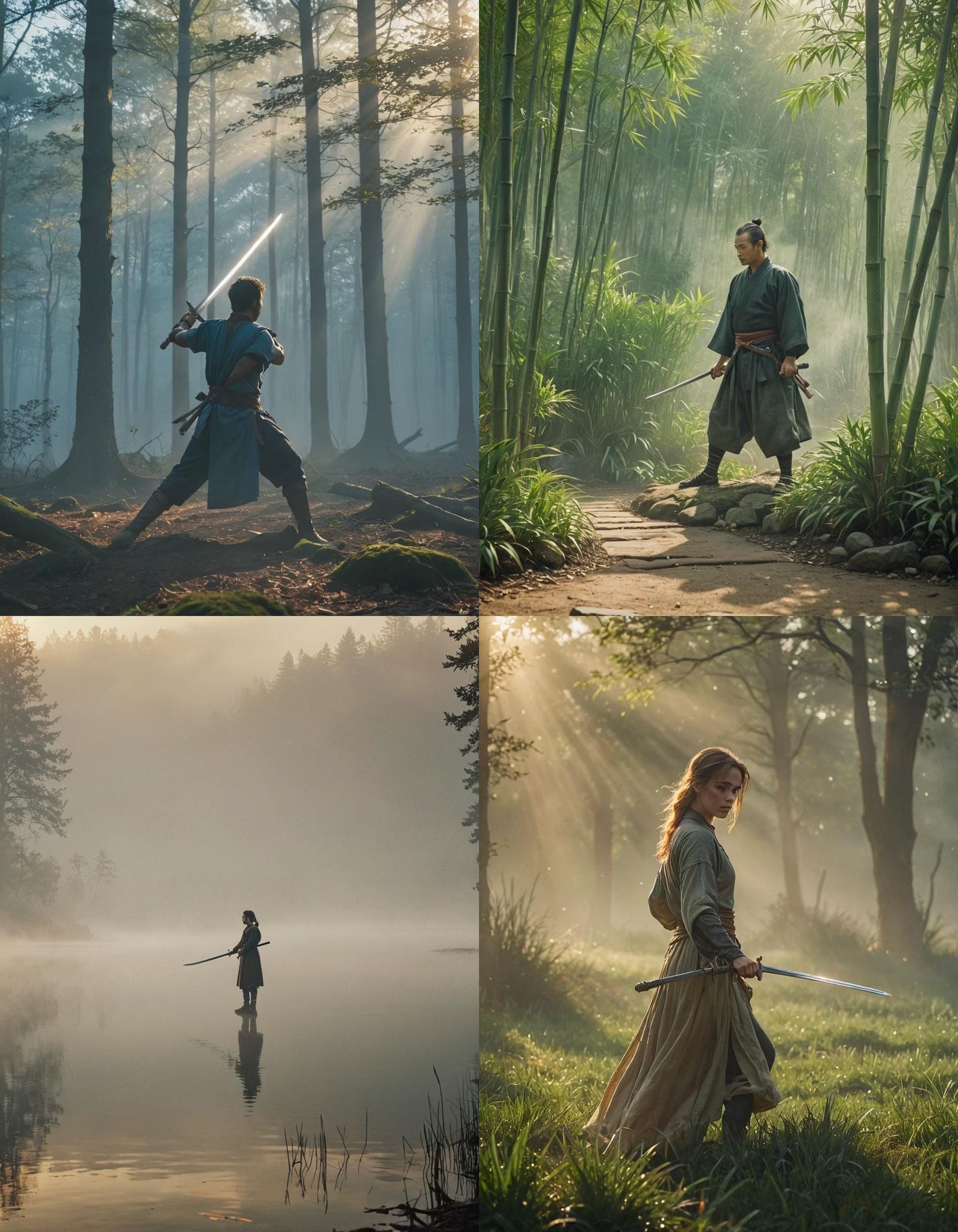 practicing sword movement