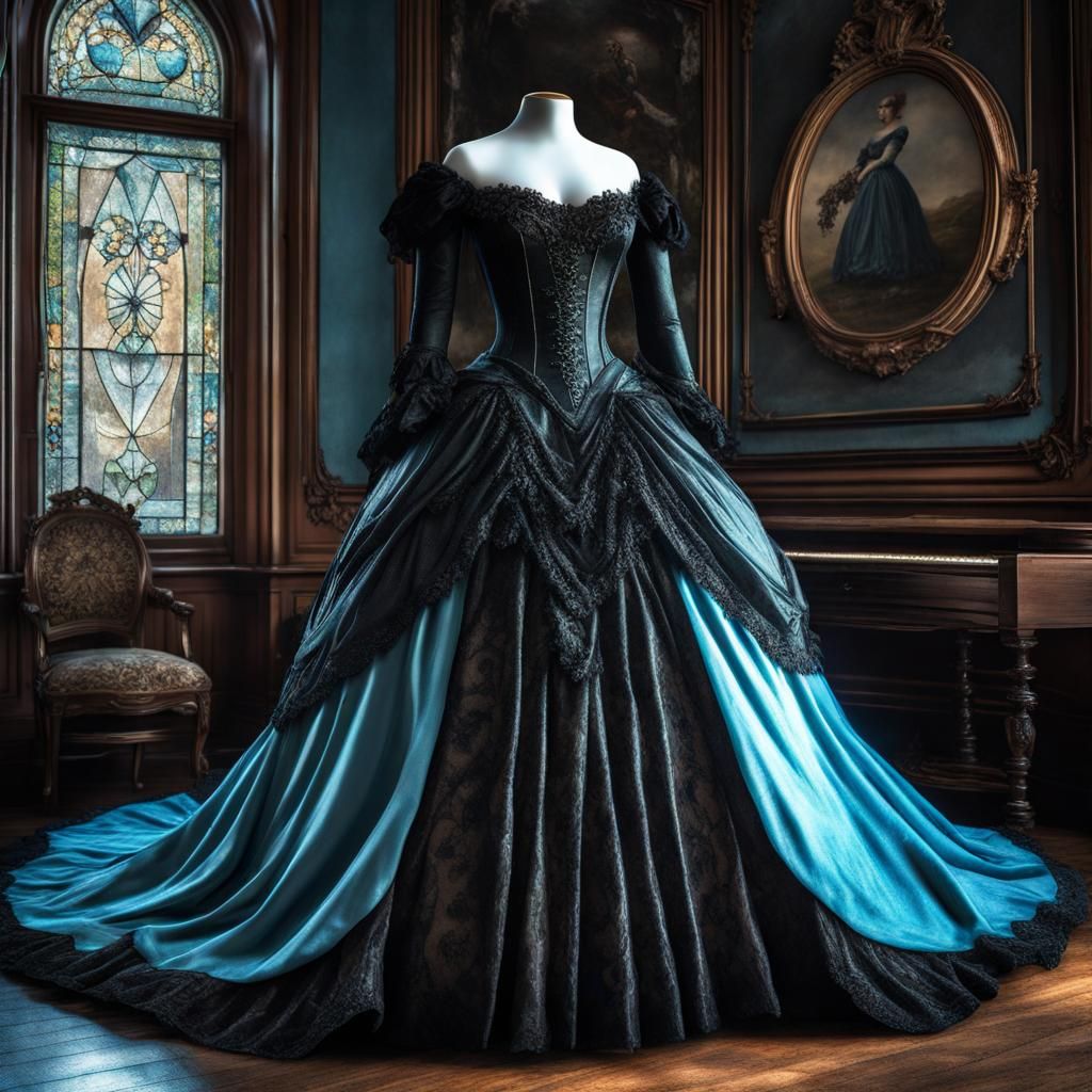 Black & Blue Ballgown - AI Generated Artwork - NightCafe Creator