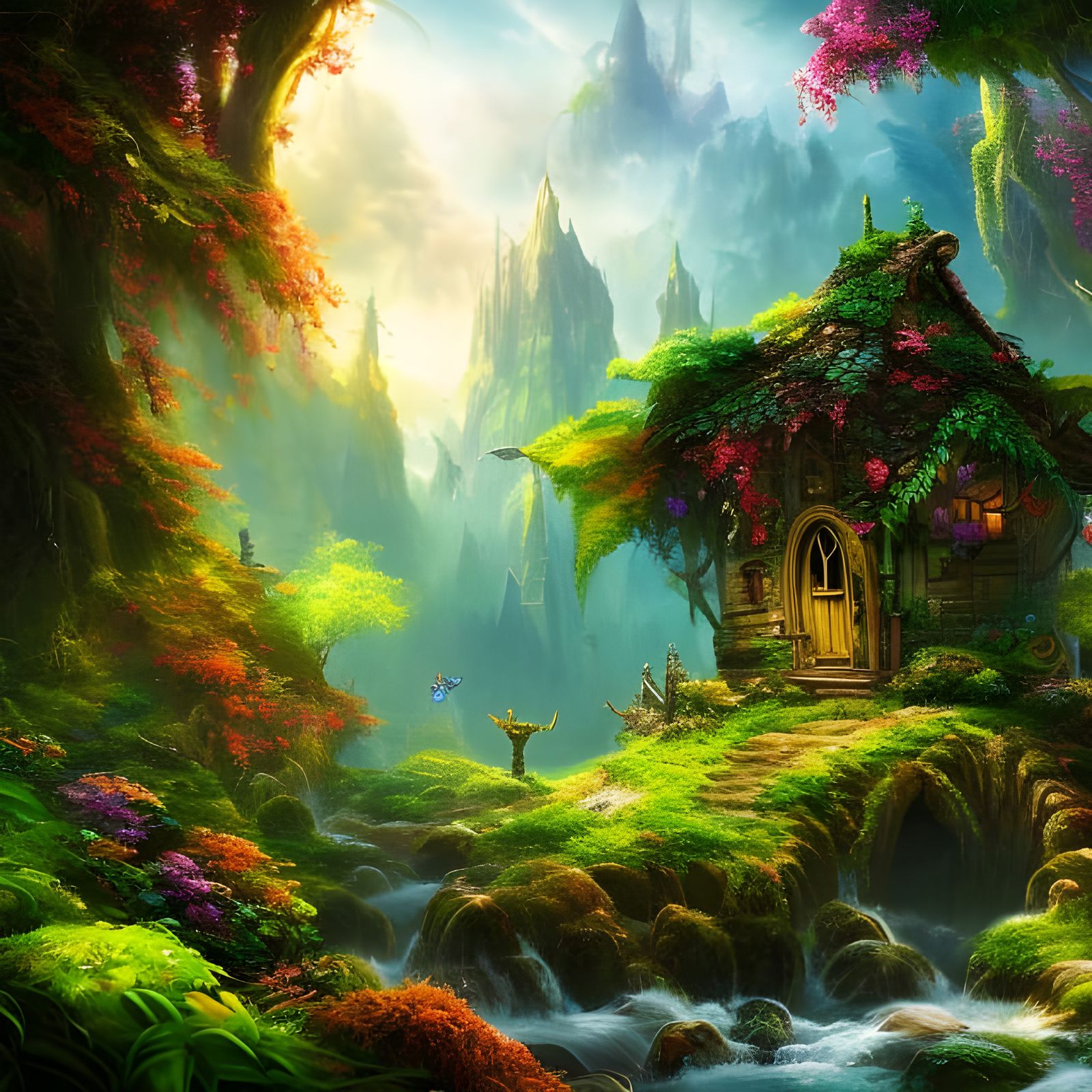 Fantasy fairy house - AI Generated Artwork - NightCafe Creator