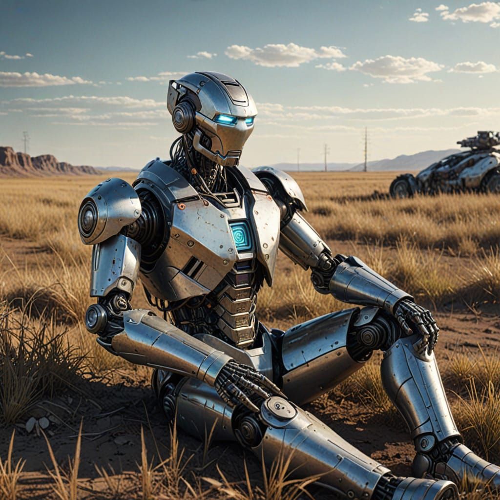 Robot in Wasteland: Stylized Sci-Fi Concept Art