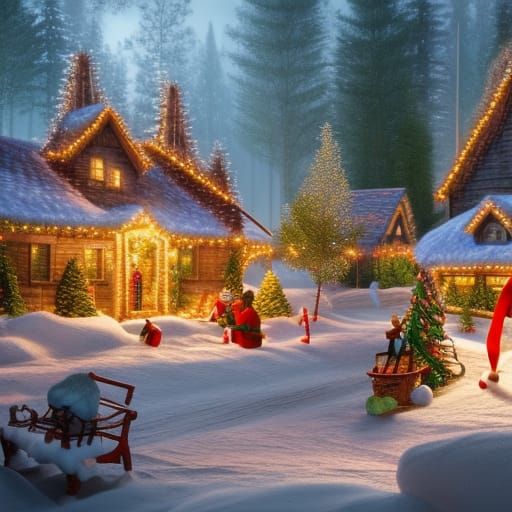 Christmas Village - 1 - AI Generated Artwork - NightCafe Creator