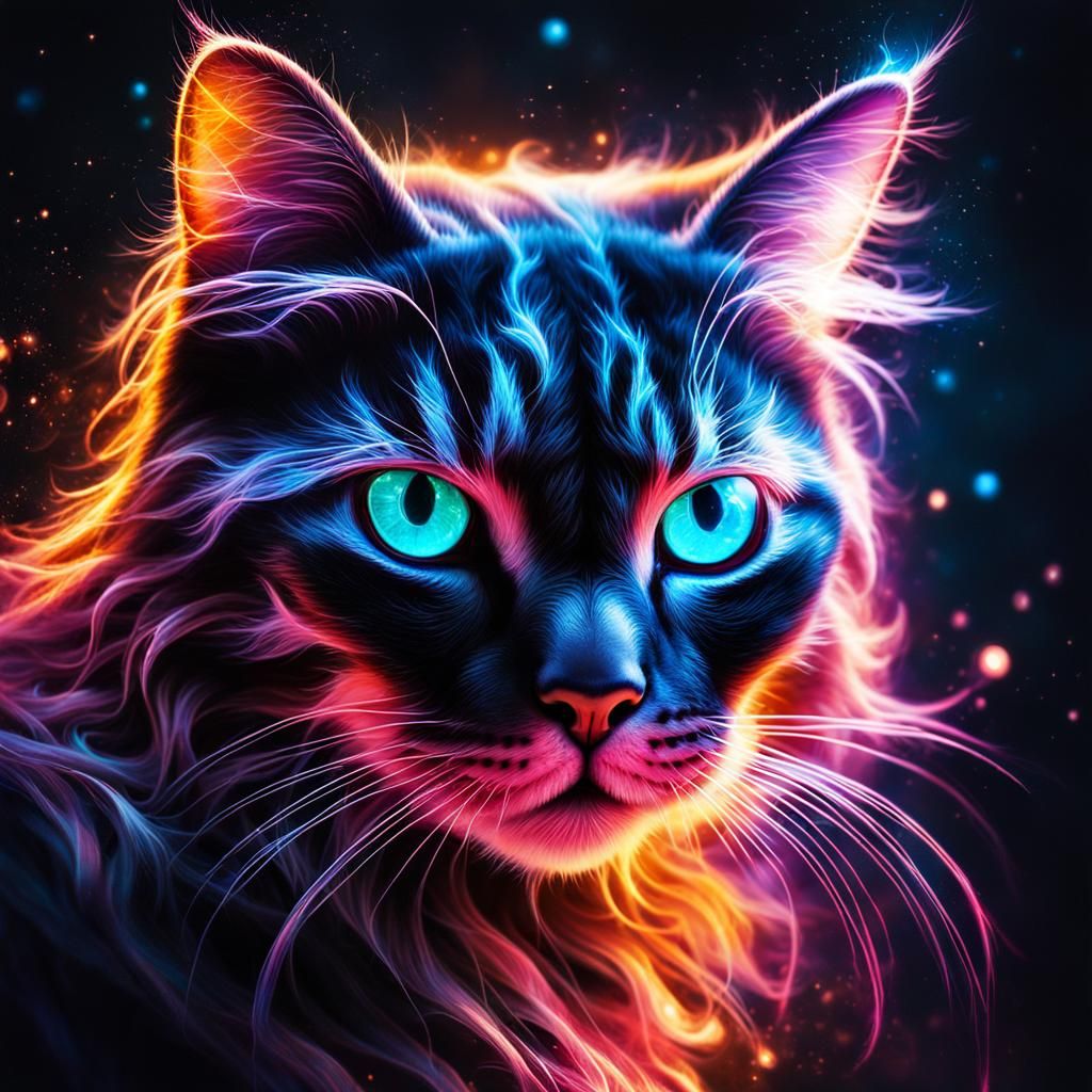 bioluminescence cat - AI Generated Artwork - NightCafe Creator